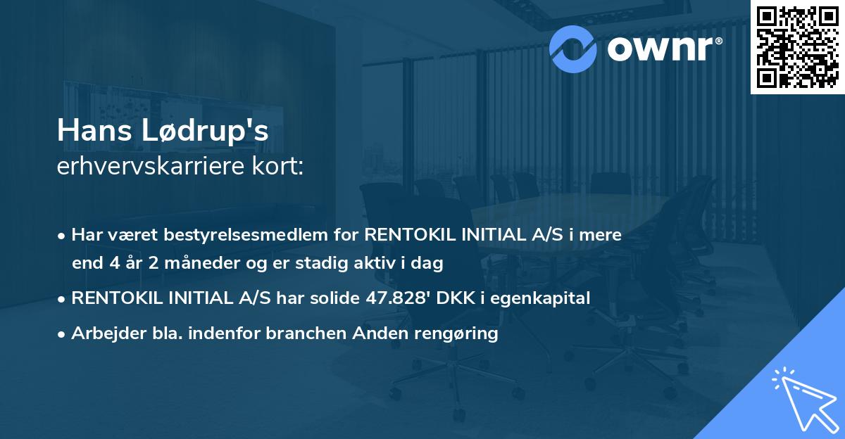 Hans Lødrup's erhvervskarriere kort