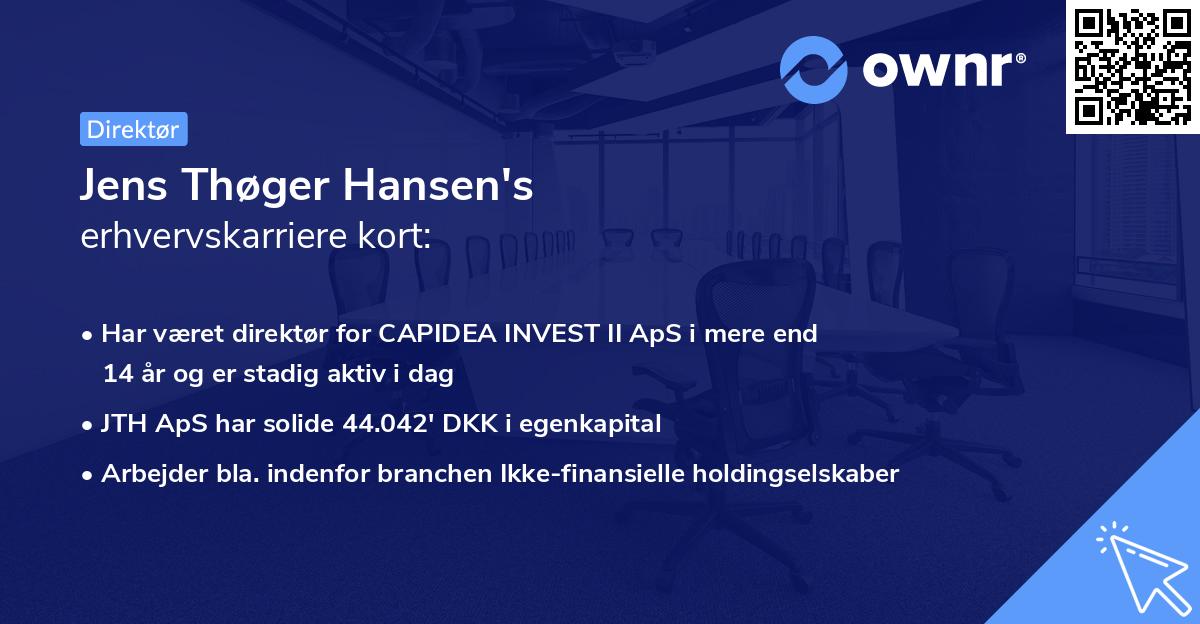 Jens Thøger Hansen's erhvervskarriere kort