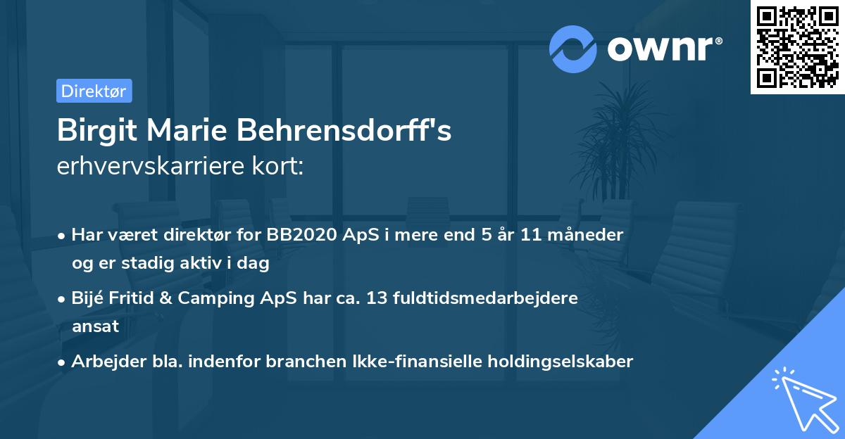 Birgit Marie Behrensdorff's erhvervskarriere kort