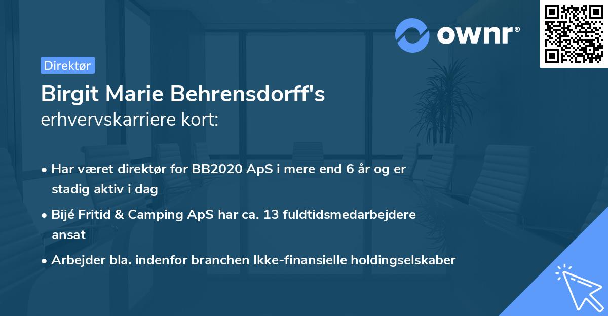 Birgit Marie Behrensdorff's erhvervskarriere kort