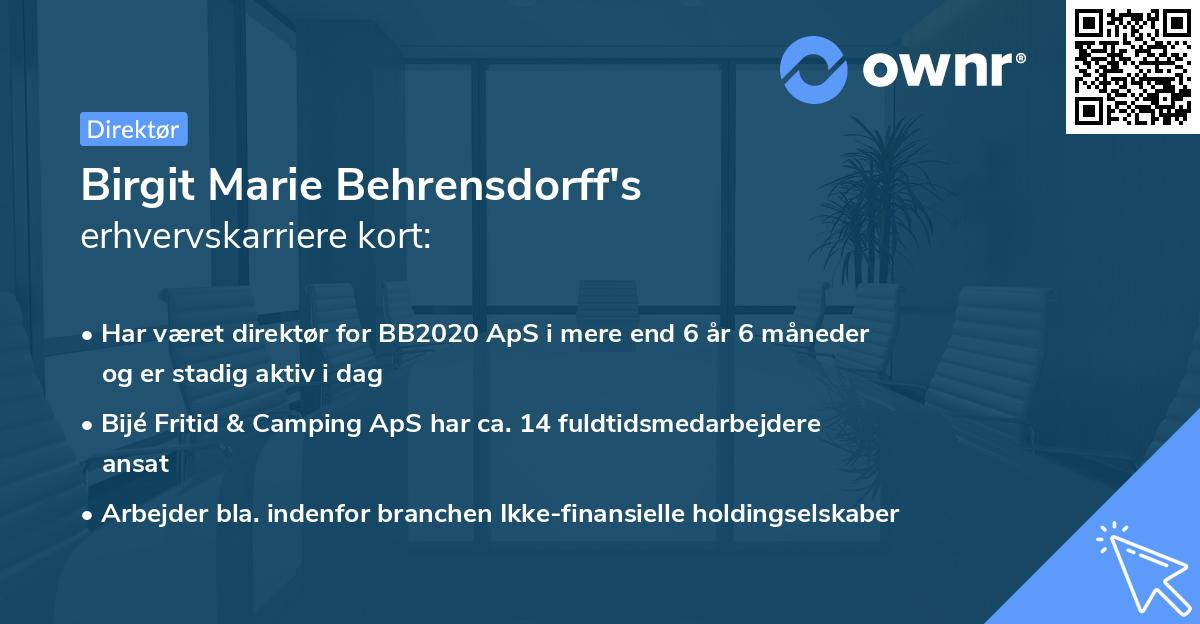 Birgit Marie Behrensdorff's erhvervskarriere kort