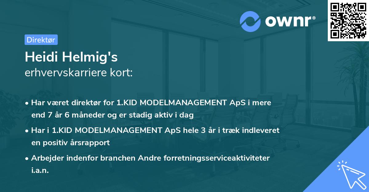 Heidi Helmig's erhvervskarriere kort
