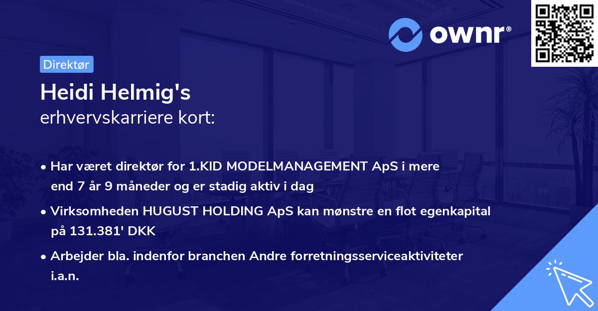 Heidi Helmig's erhvervskarriere kort