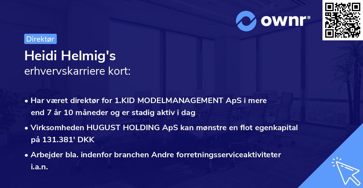 Heidi Helmig's erhvervskarriere kort
