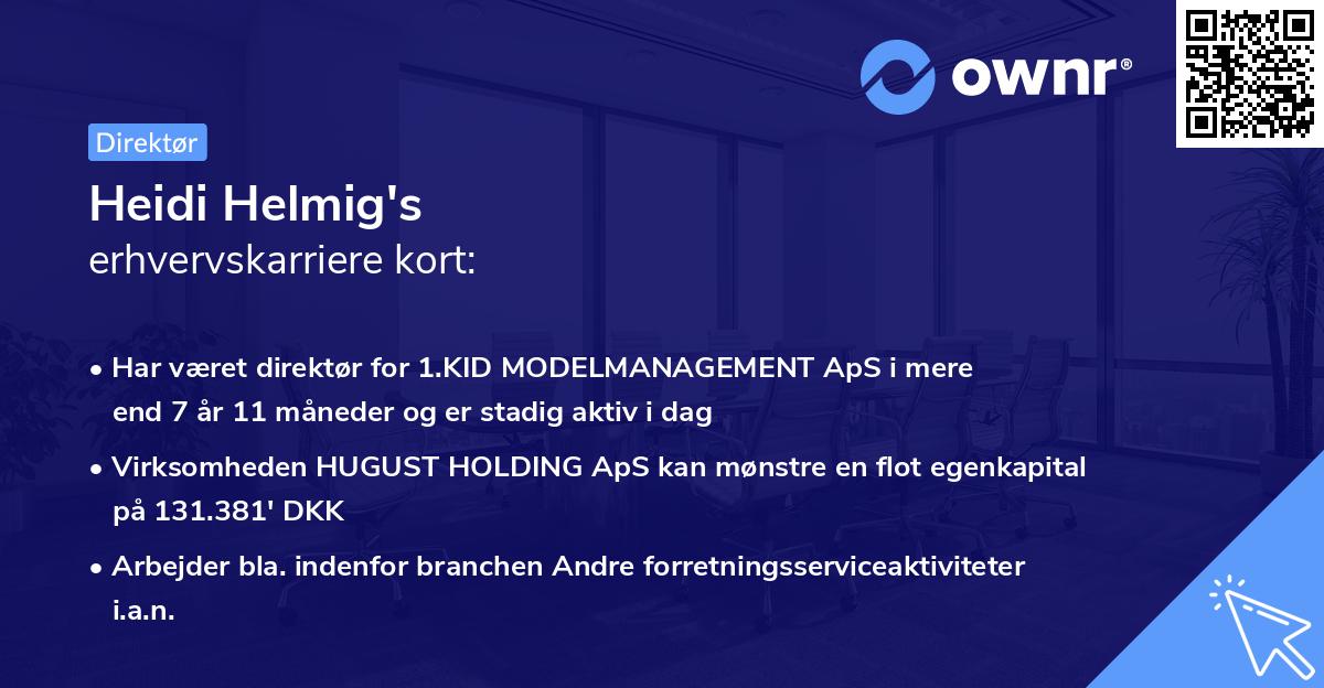 Heidi Helmig's erhvervskarriere kort