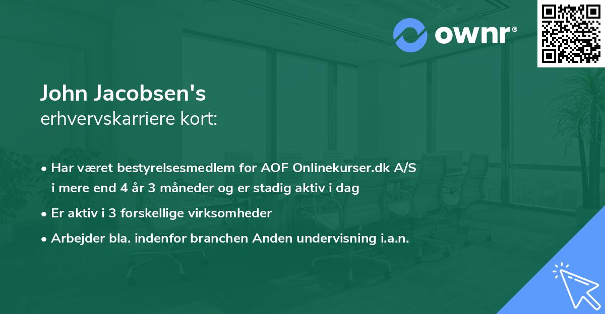 John Jacobsen's erhvervskarriere kort