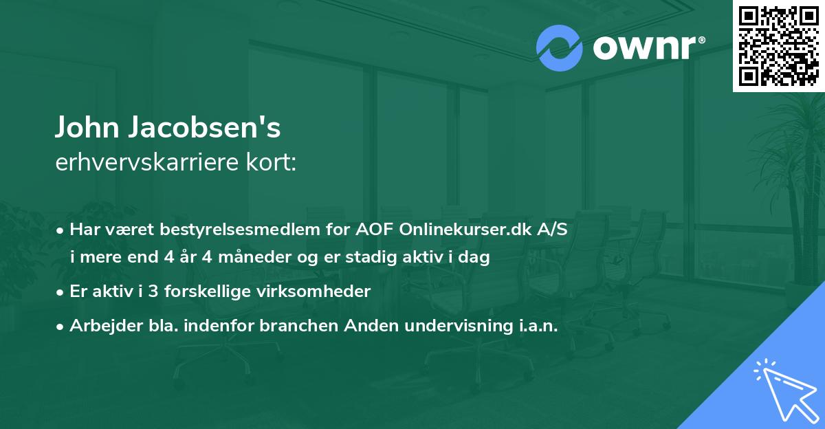 John Jacobsen's erhvervskarriere kort