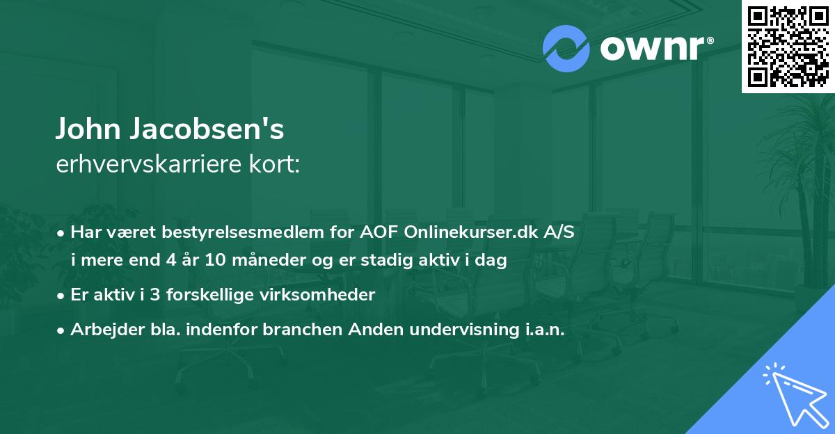 John Jacobsen's erhvervskarriere kort