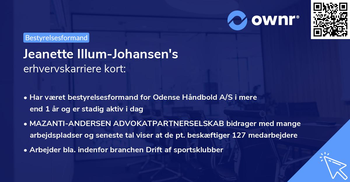 Jeanette Illum-Johansen's erhvervskarriere kort