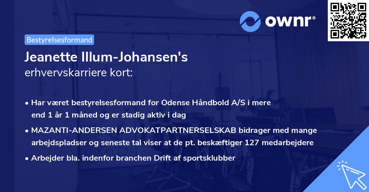 Jeanette Illum-Johansen's erhvervskarriere kort