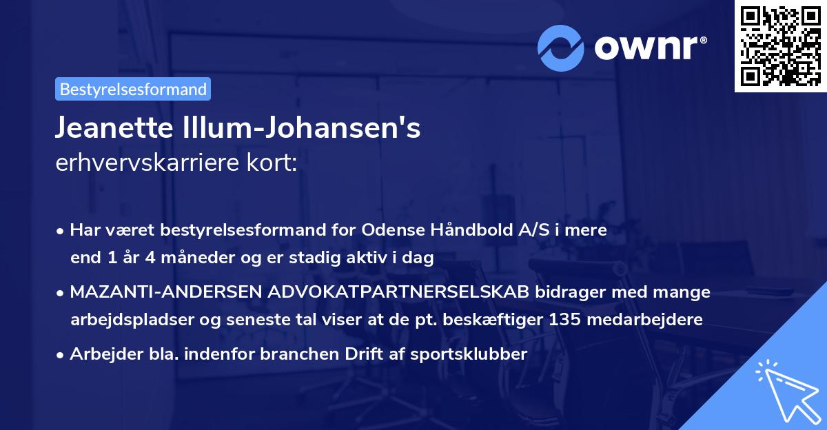 Jeanette Illum-Johansen's erhvervskarriere kort