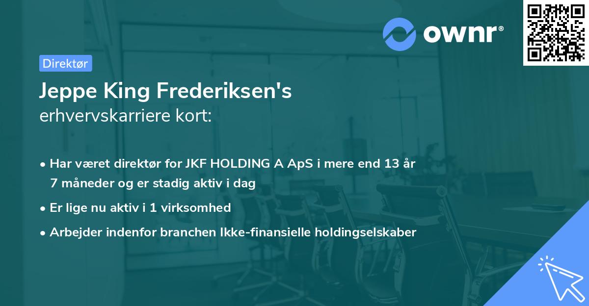 Jeppe King Frederiksen's erhvervskarriere kort
