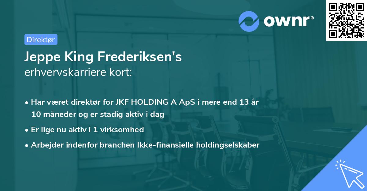 Jeppe King Frederiksen's erhvervskarriere kort