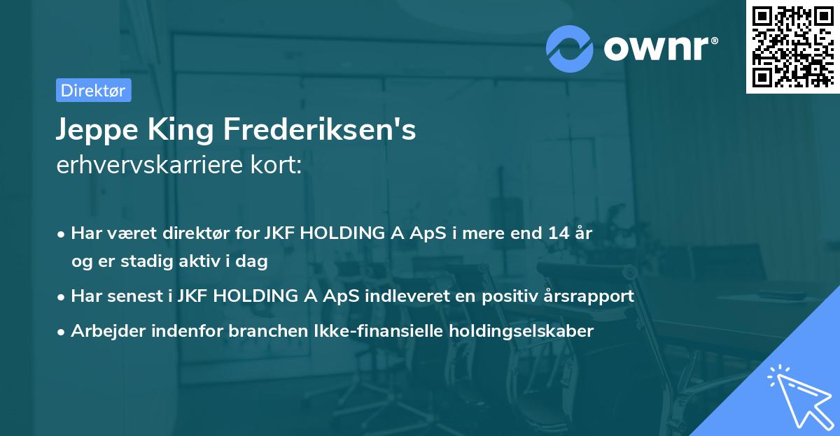 Jeppe King Frederiksen's erhvervskarriere kort