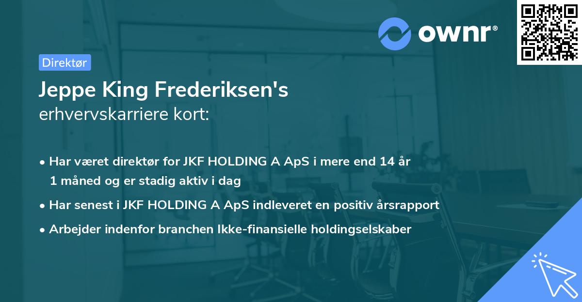 Jeppe King Frederiksen's erhvervskarriere kort