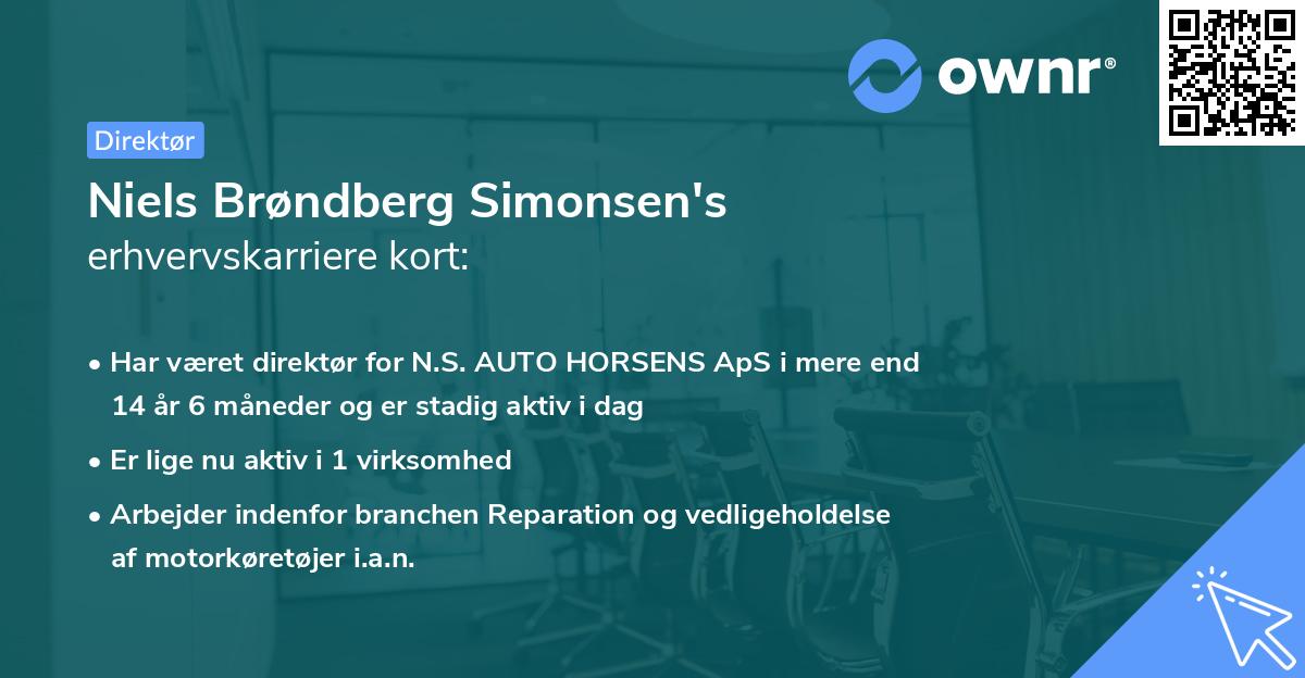 Niels Brøndberg Simonsen's erhvervskarriere kort
