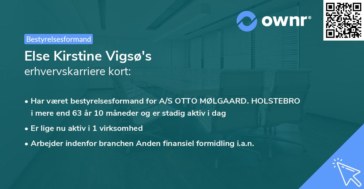 Else Kirstine Vigsø's erhvervskarriere kort