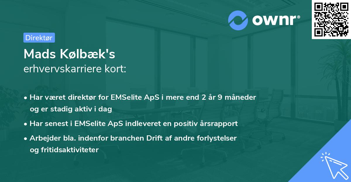 Mads Kølbæk's erhvervskarriere kort