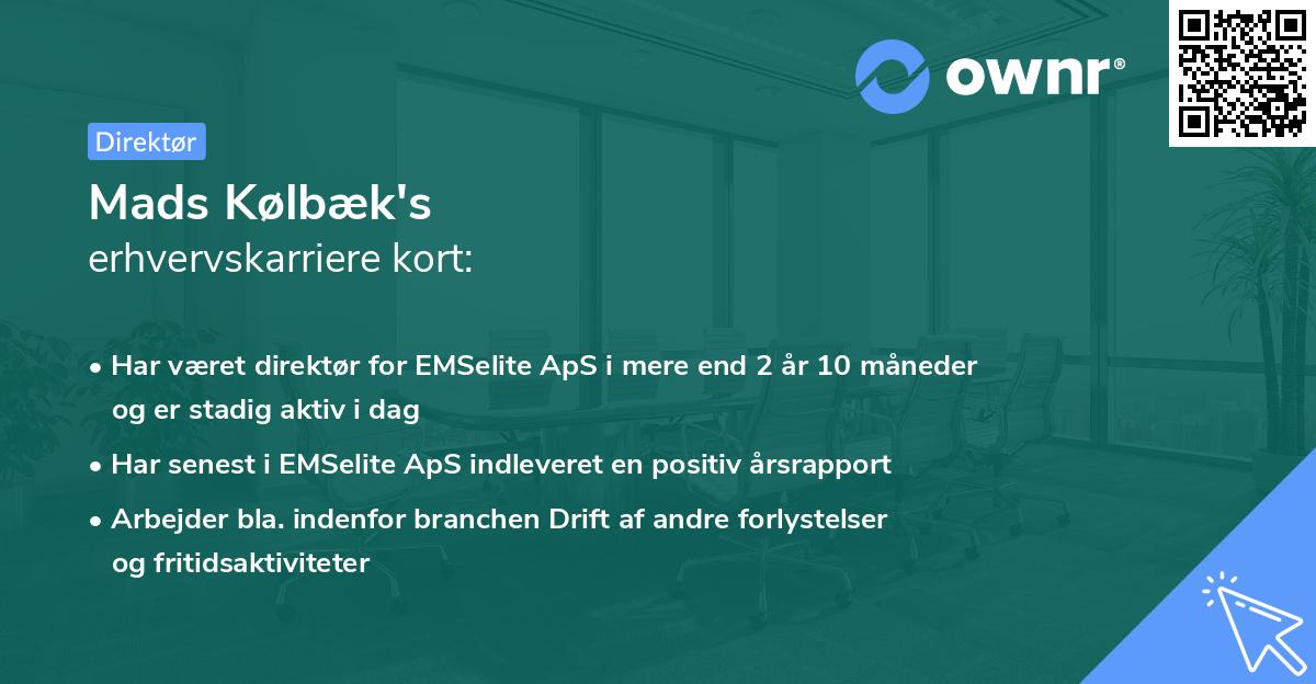 Mads Kølbæk's erhvervskarriere kort
