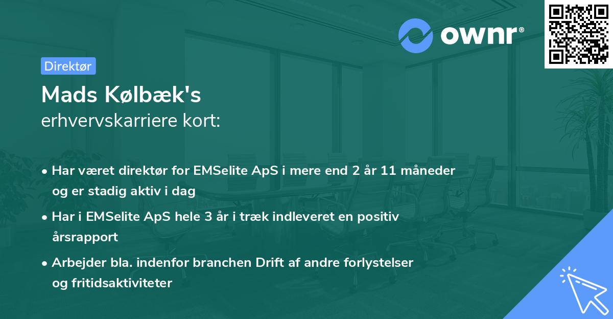 Mads Kølbæk's erhvervskarriere kort