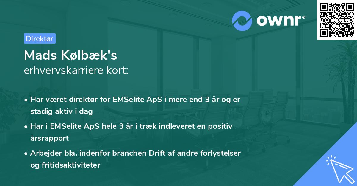 Mads Kølbæk's erhvervskarriere kort