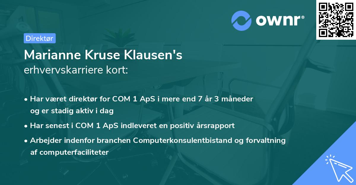 Marianne Kruse Klausen's erhvervskarriere kort