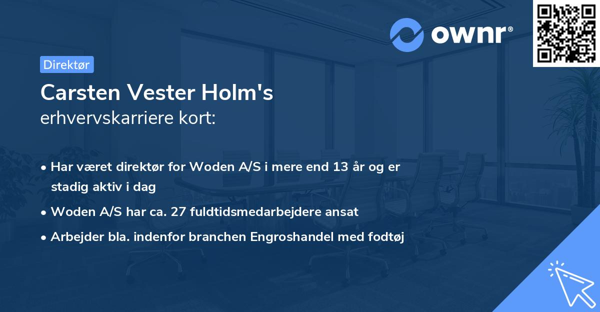 Carsten Vester Holm's erhvervskarriere kort