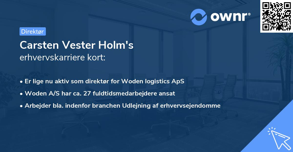 Carsten Vester Holm's erhvervskarriere kort