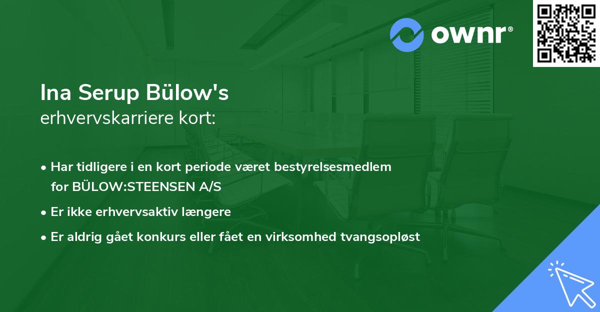 Ina Serup Bülow's erhvervskarriere kort
