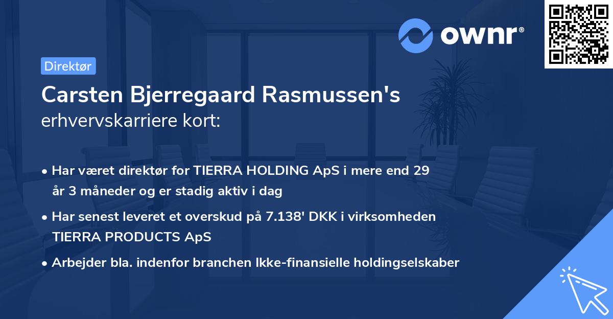 Carsten Bjerregaard Rasmussen's erhvervskarriere kort