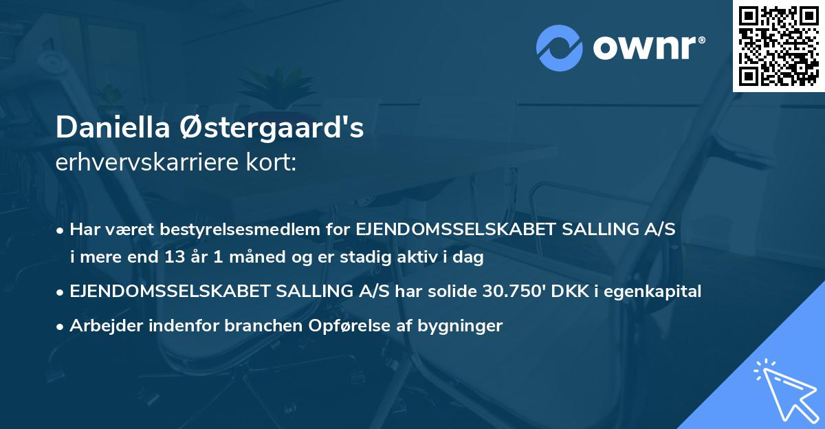 Daniella Østergaard's erhvervskarriere kort