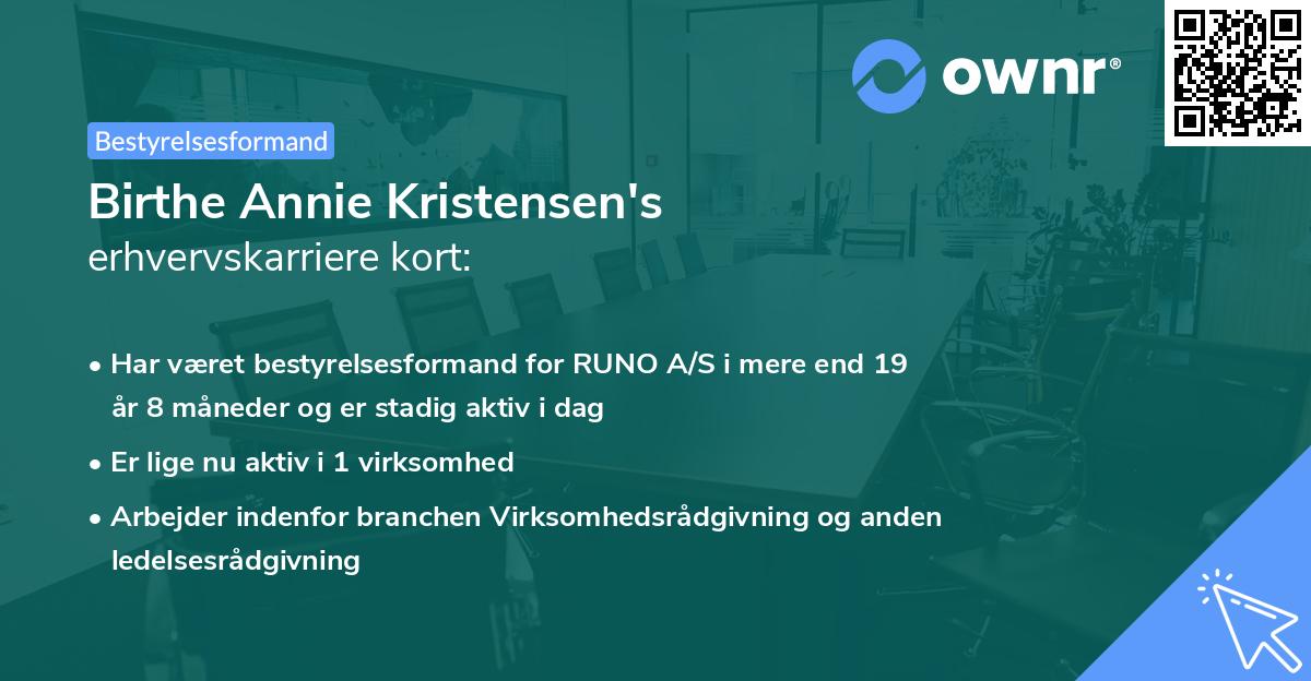 Birthe Annie Kristensen's erhvervskarriere kort