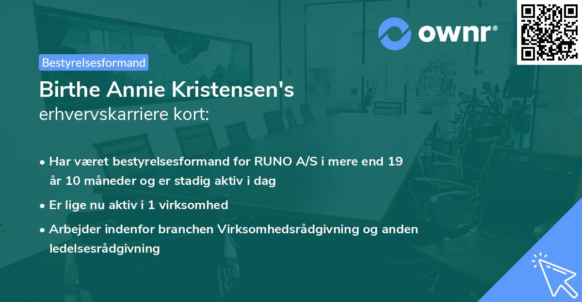 Birthe Annie Kristensen's erhvervskarriere kort