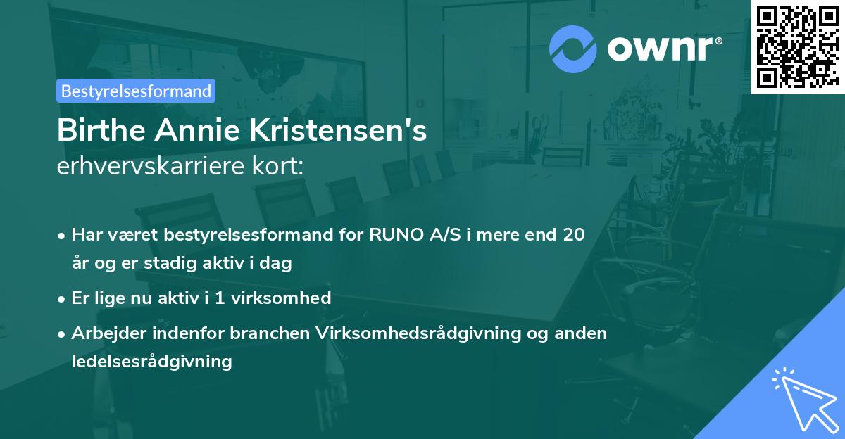 Birthe Annie Kristensen's erhvervskarriere kort