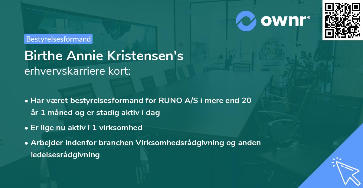 Birthe Annie Kristensen's erhvervskarriere kort