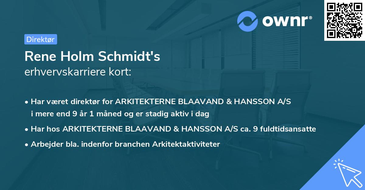 Rene Holm Schmidt's erhvervskarriere kort