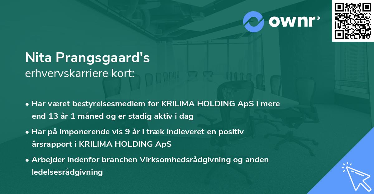 Nita Prangsgaard's erhvervskarriere kort