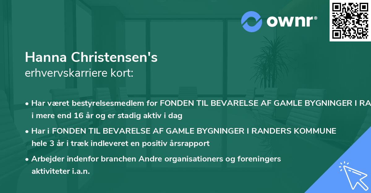 Hanna Christensen's erhvervskarriere kort