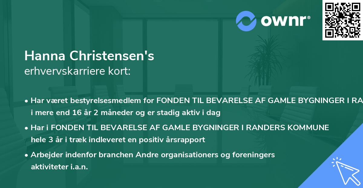 Hanna Christensen's erhvervskarriere kort