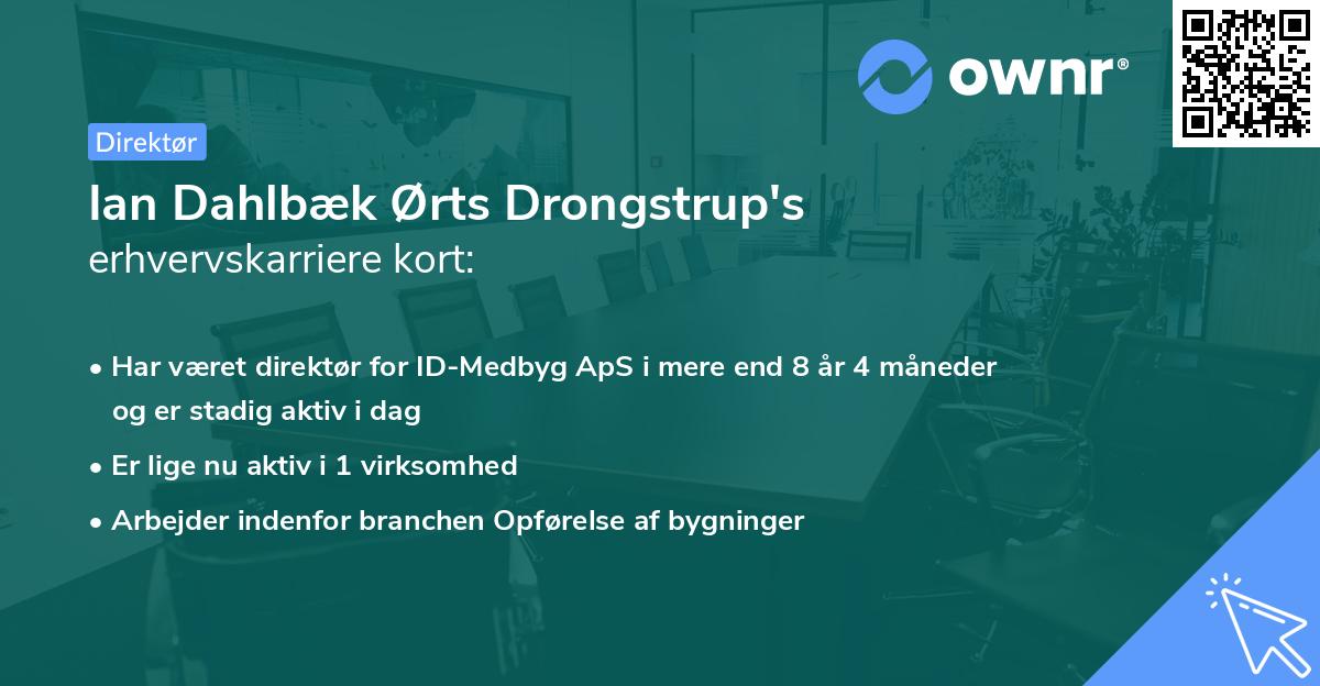Ian Dahlbæk Ørts Drongstrup's erhvervskarriere kort