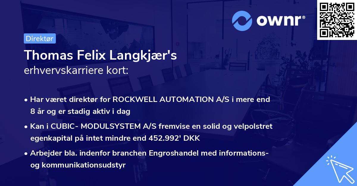 Thomas Felix Langkjær's erhvervskarriere kort