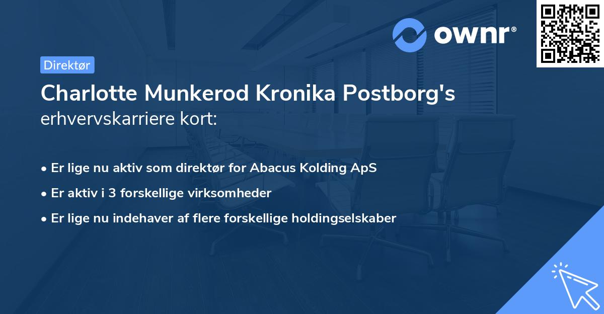 Charlotte Munkerod Kronika Postborg's erhvervskarriere kort