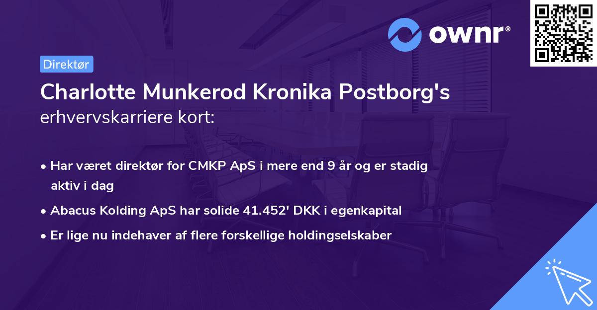 Charlotte Munkerod Kronika Postborg's erhvervskarriere kort