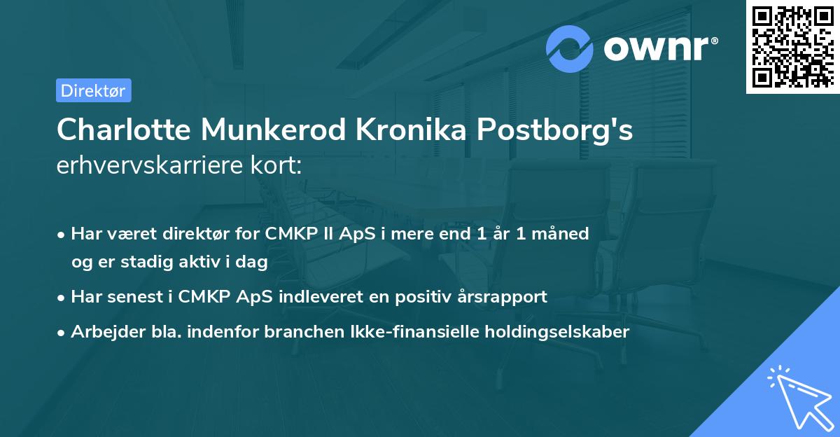 Charlotte Munkerod Kronika Postborg's erhvervskarriere kort