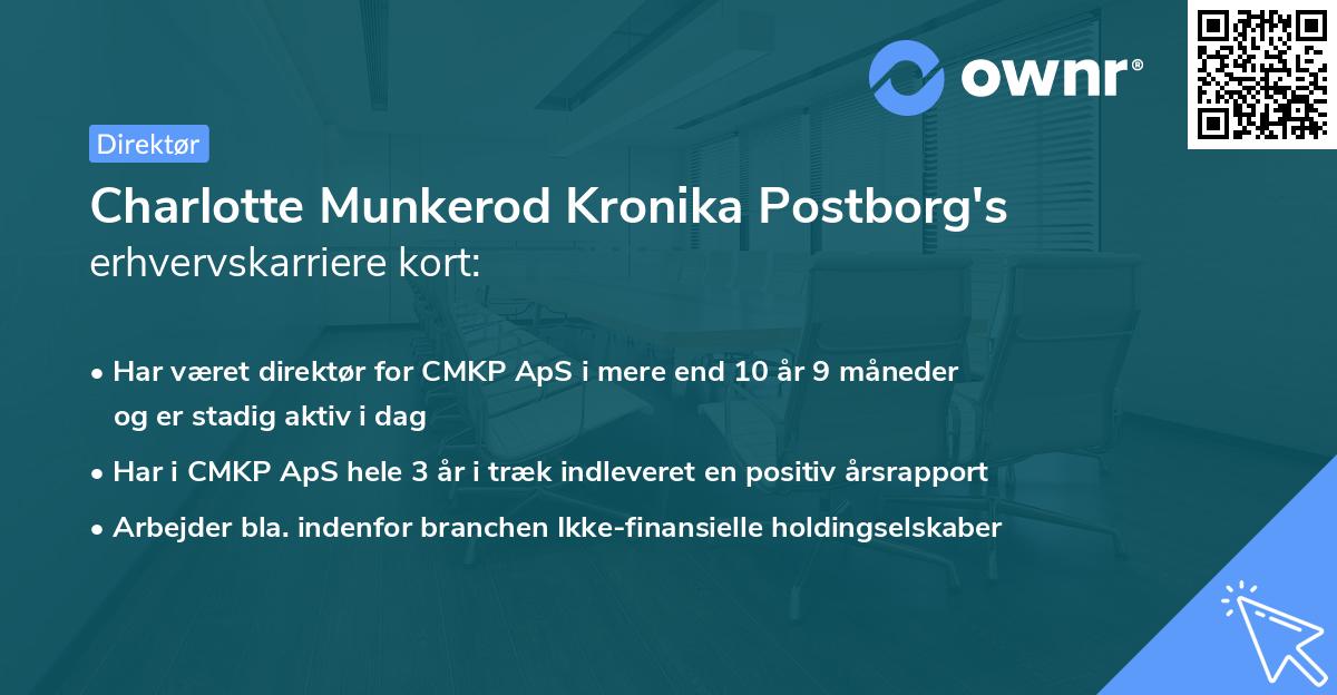 Charlotte Munkerod Kronika Postborg's erhvervskarriere kort
