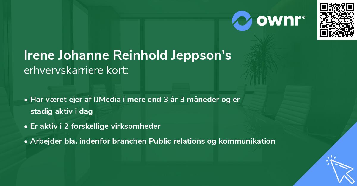 Irene Johanne Reinhold Jeppson's erhvervskarriere kort