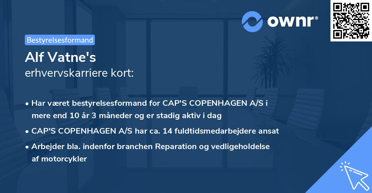 Alf Vatne's erhvervskarriere kort