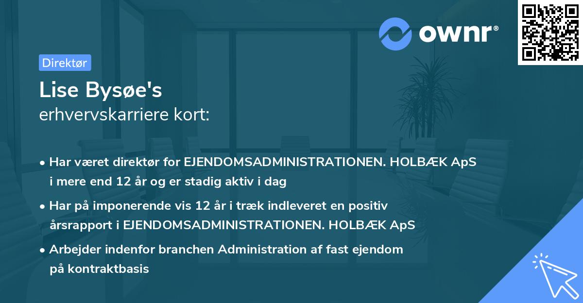 Lise Bysøe's erhvervskarriere kort