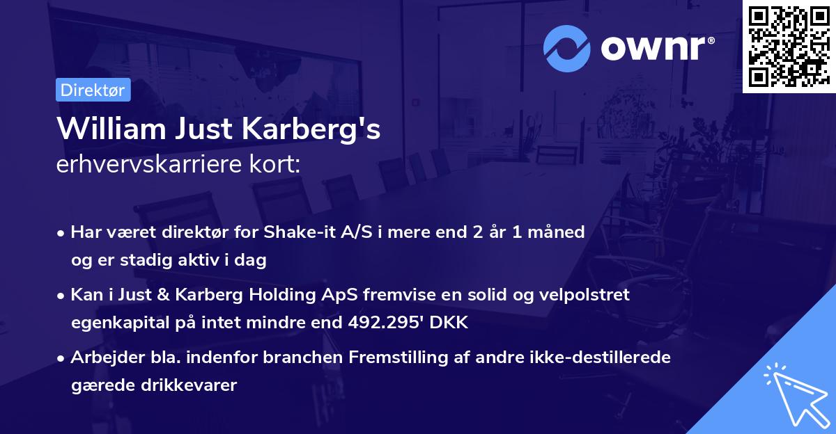 William Just Karberg's erhvervskarriere kort
