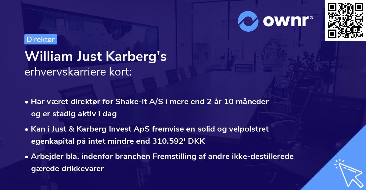 William Just Karberg's erhvervskarriere kort